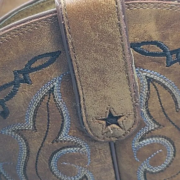 TONY LAMA Womens Boots Sz 6 TAN SANTA FE SNIP TOE WESTERN BOOTS MAHOGANY WELT