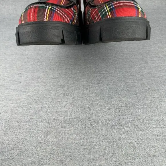Torrid x Betsey Johnson Loafers Womens 9.5WW Red Black Tartan Plaid Chunky Y2K