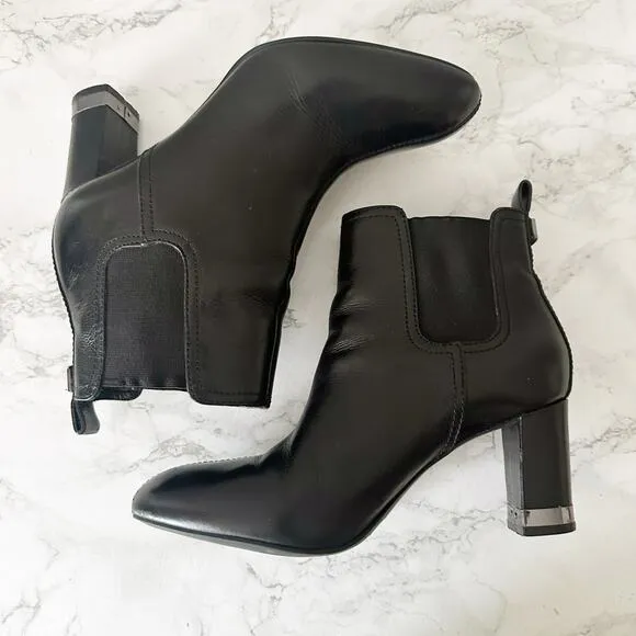 Tory Burch April Black Leather Ankle Boots Gunmetal Hardware Women’s Size 7