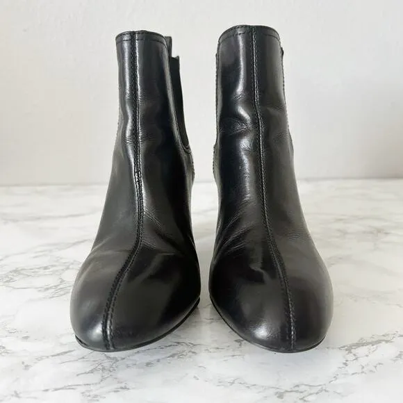 Tory Burch April Black Leather Ankle Boots Gunmetal Hardware Women’s Size 7