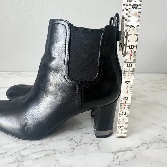 Tory Burch April Black Leather Ankle Boots Gunmetal Hardware Women’s Size 7