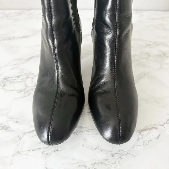 Tory Burch April Black Leather Ankle Boots Gunmetal Hardware Women’s Size 7