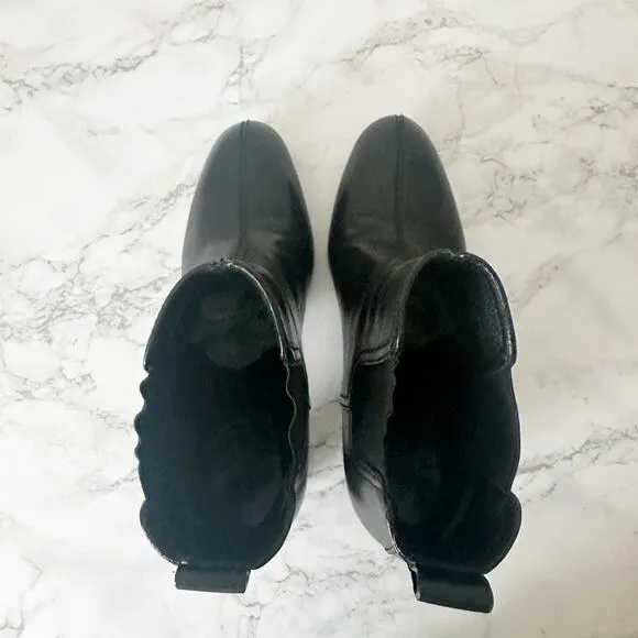 Tory Burch April Black Leather Ankle Boots Gunmetal Hardware Women’s Size 7