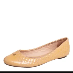 Tory Burch Beige Patent Leather Logo Ballet