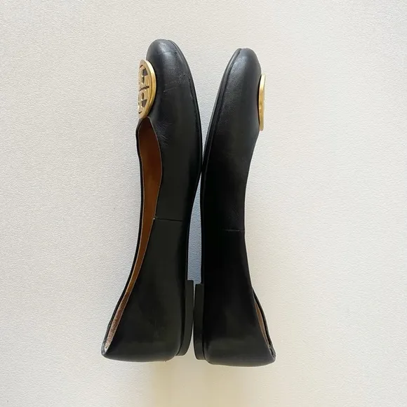 Tory Burch Benton Ballet Flat Shoe Leather Logo Classic Minimalist Work Black 8