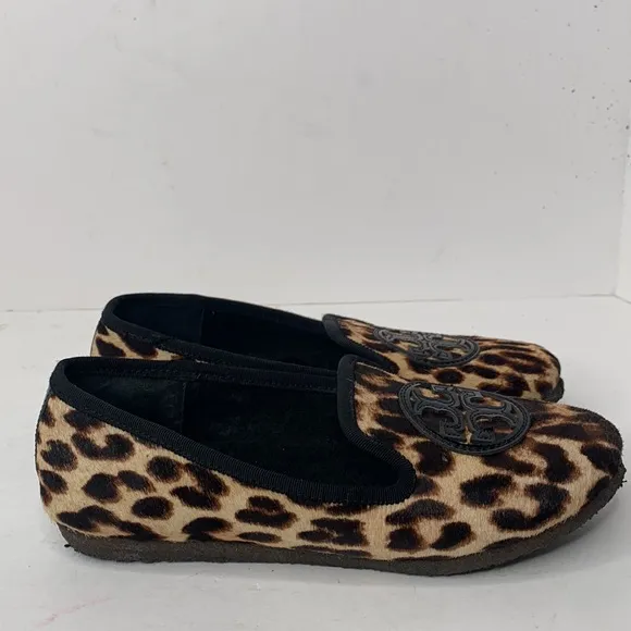 Tory Burch Billy calfhair leopard print slipper flats