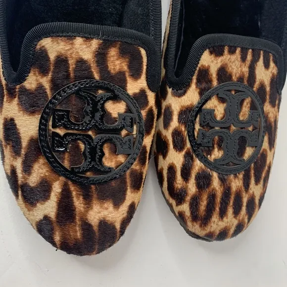 Tory Burch Billy calfhair leopard print slipper flats