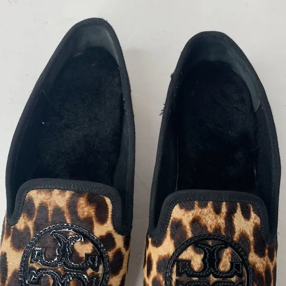 Tory Burch Billy calfhair leopard print slipper flats