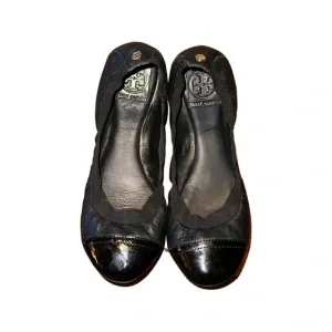 Tory Burch Black Cap Toe Patent Leather Ballet Flat Size 8