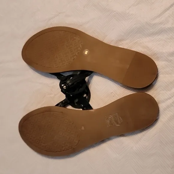 TORY BURCH BLACK GABRIEL THONG SANDALS