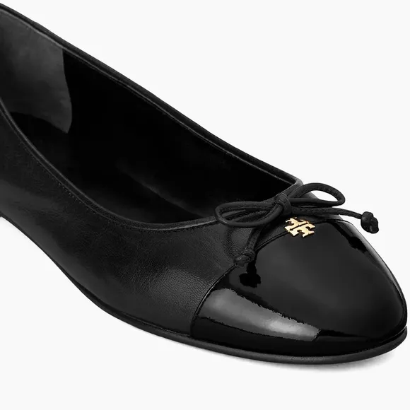Tory Burch Black Leather Ballet Flats CAP-TOE BALLET size 11 gently used