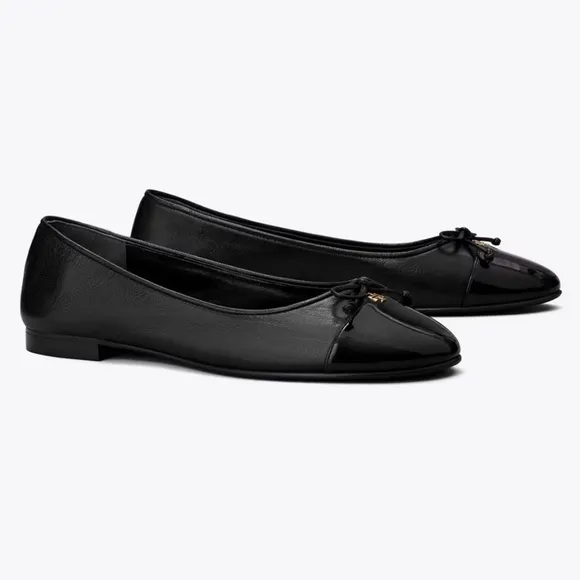 Tory Burch Black Leather Ballet Flats CAP-TOE BALLET size 11 gently used