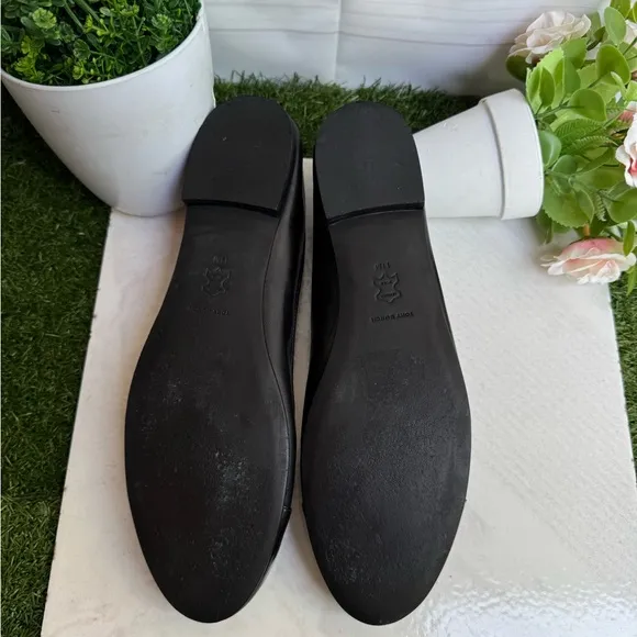 Tory Burch Black Leather Ballet Flats CAP-TOE BALLET size 11 gently used