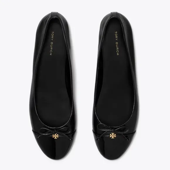 Tory Burch Black Leather Ballet Flats CAP-TOE BALLET size 11 gently used