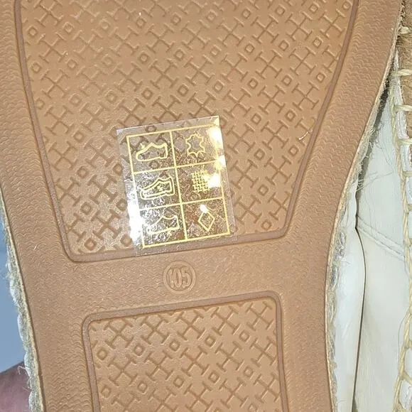 Tory Burch Black White Colorblock Espadrilles Flat Leather Upper Size 10 SEE