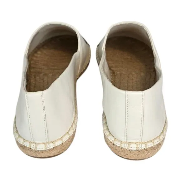 Tory Burch Black White Colorblock Espadrilles Flat Leather Upper Size 10 SEE