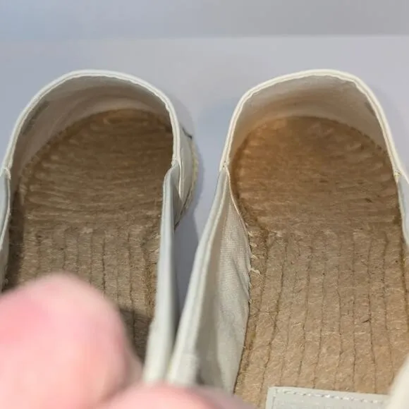 Tory Burch Black White Colorblock Espadrilles Flat Leather Upper Size 10 SEE