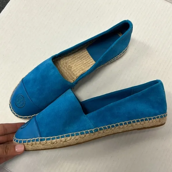 Tory Burch blue suede espadrilles