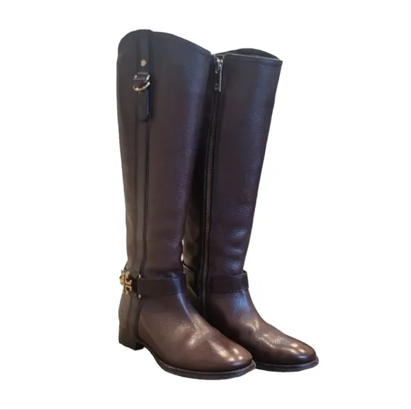 Tory Burch Brown Elina Pebbled Leather Boots Women's Size 6