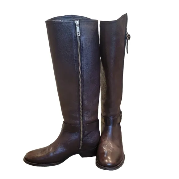 Tory Burch Brown Elina Pebbled Leather Boots Women's Size 6