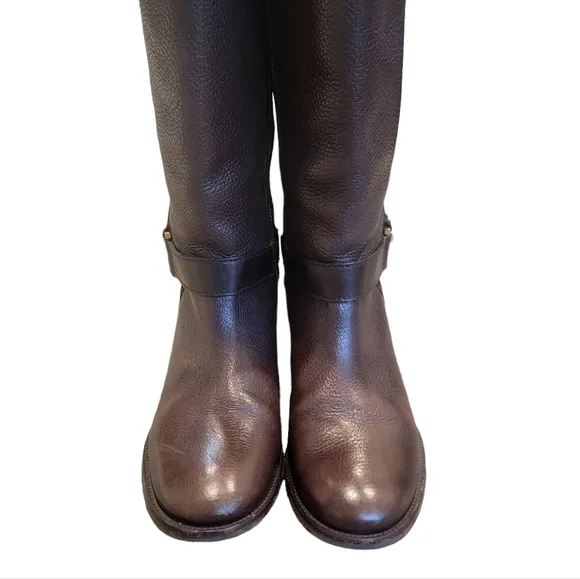 Tory Burch Brown Elina Pebbled Leather Boots Women's Size 6