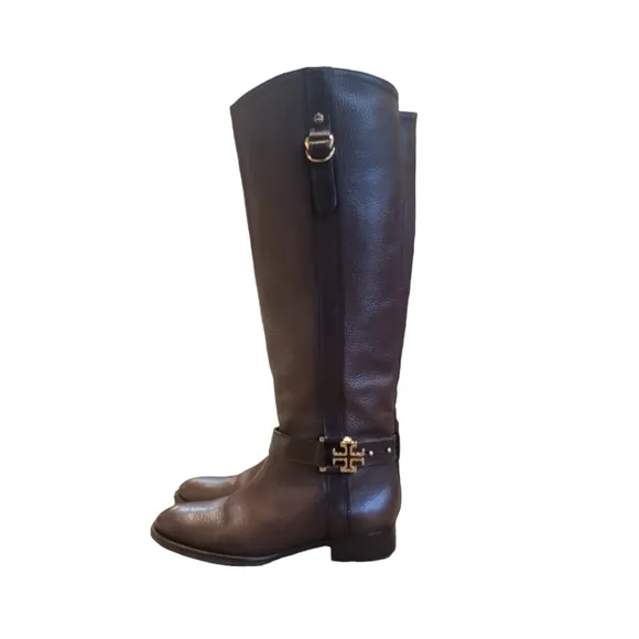Tory Burch Brown Elina Pebbled Leather Boots Women's Size 6