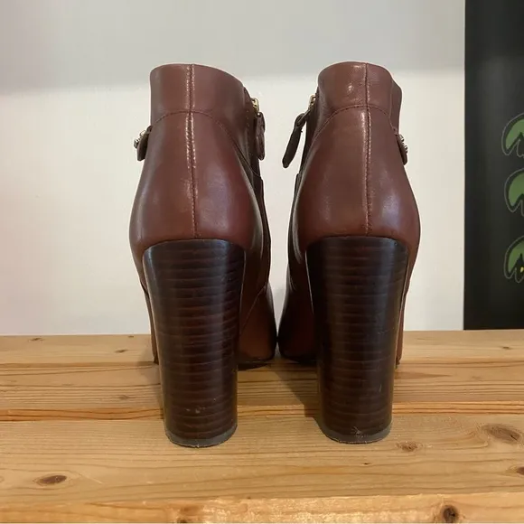 Tory Burch Brown Leather Fulton Zip Ankle Boots Booties