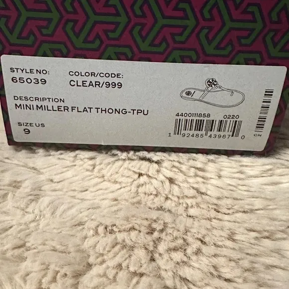 Tory Burch clear thong sandals size 9