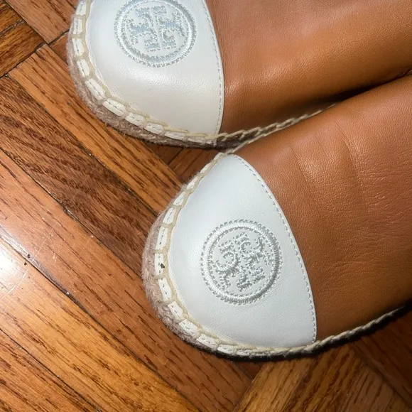 Tory Burch Color Block Nappa Leather Espadrille Flat Shoes Size 8.5