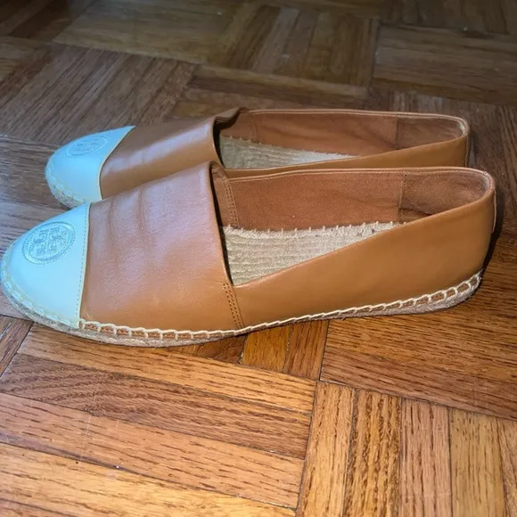 Tory Burch Color Block Nappa Leather Espadrille Flat Shoes Size 8.5