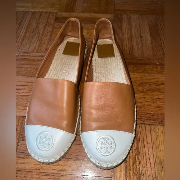 Tory Burch Color Block Nappa Leather Espadrille Flat Shoes Size 8.5