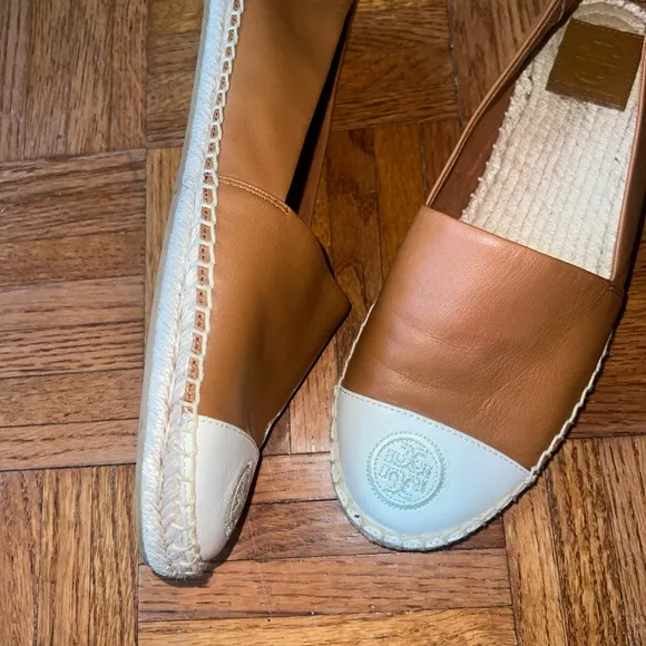 Tory Burch Color Block Nappa Leather Espadrille Flat Shoes Size 8.5
