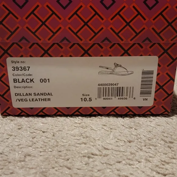 Tory Burch Dillan Black Leather Slingback Sandals Size 10.5