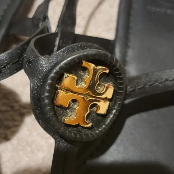 Tory Burch Dillan Black Leather Slingback Sandals Size 10.5