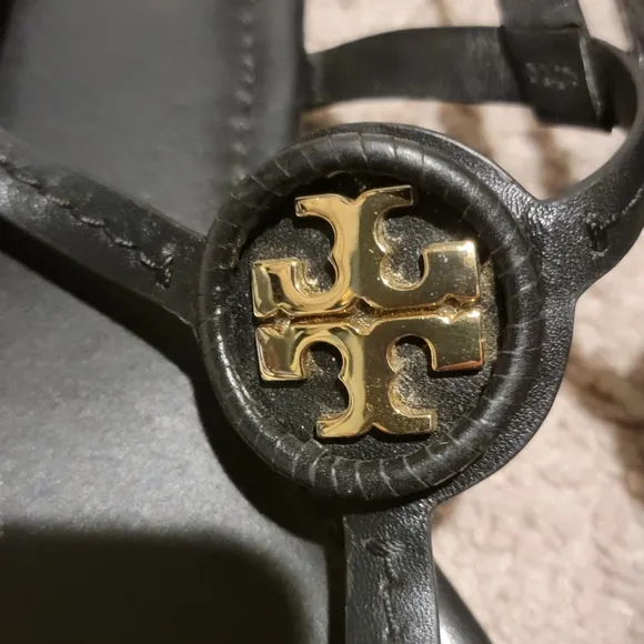 Tory Burch Dillan Black Leather Slingback Sandals Size 10.5