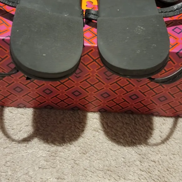 Tory Burch Dillan Black Leather Slingback Sandals Size 10.5