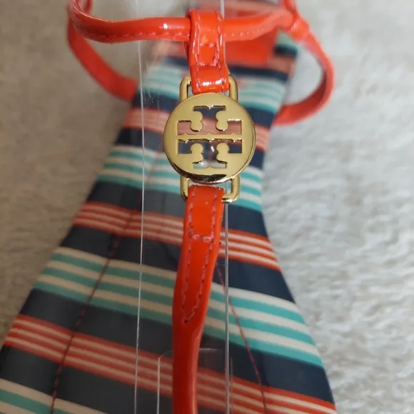 Tory Burch Emmy Habanero Pepper Stripe Cushioned Footbed Sandals