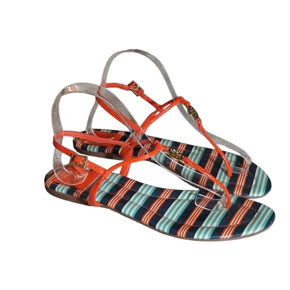Tory Burch Emmy Habanero Pepper Stripe Cushioned Footbed Sandals