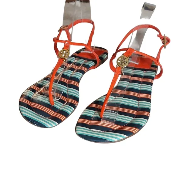 Tory Burch Emmy Habanero Pepper Stripe Cushioned Footbed Sandals