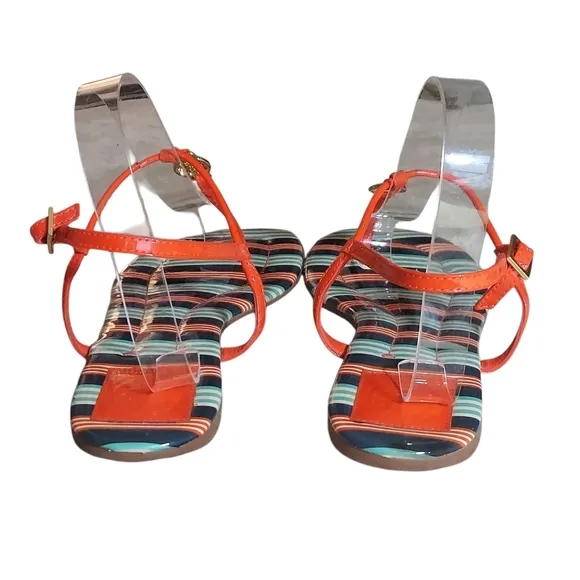 Tory Burch Emmy Habanero Pepper Stripe Cushioned Footbed Sandals