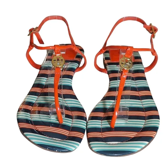 Tory Burch Emmy Habanero Pepper Stripe Cushioned Footbed Sandals