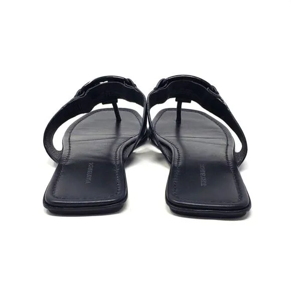 Tory Burch Georgia Thong Sandals Calf Leather Perfect Black 84937 Size 9