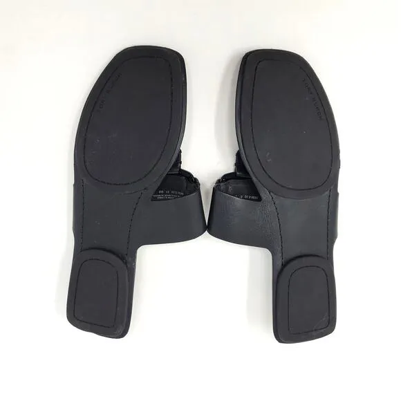 Tory Burch Georgia Thong Sandals Calf Leather Perfect Black 84937 Size 9