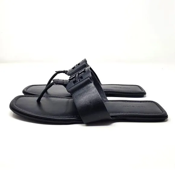 Tory Burch Georgia Thong Sandals Calf Leather Perfect Black 84937 Size 9