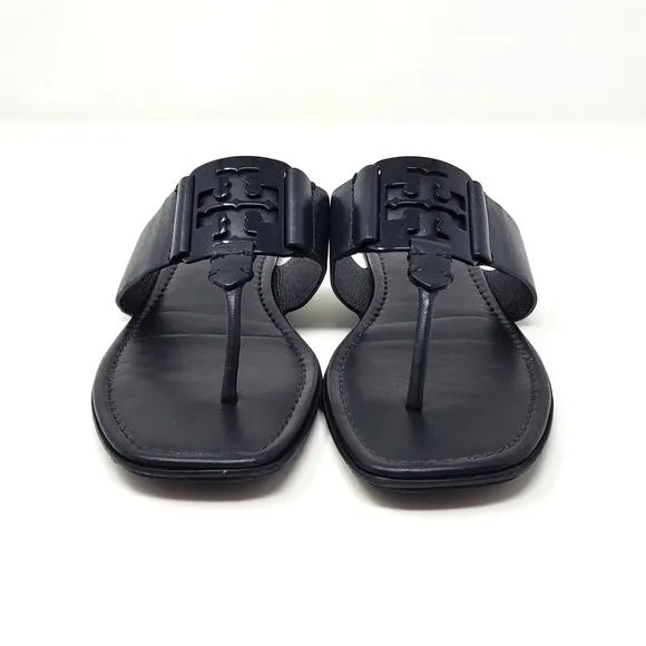 Tory Burch Georgia Thong Sandals Calf Leather Perfect Black 84937 Size 9