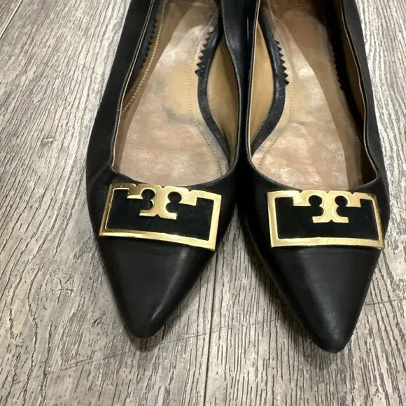 Tory Burch Gigi 20MM Pointy Toe Calf Leather/Suede Flats Size 10 M