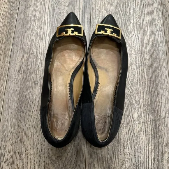 Tory Burch Gigi 20MM Pointy Toe Calf Leather/Suede Flats Size 10 M