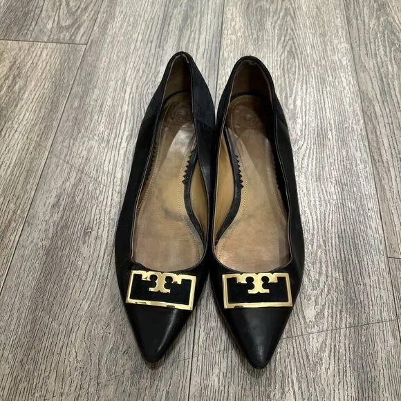Tory Burch Gigi 20MM Pointy Toe Calf Leather/Suede Flats Size 10 M