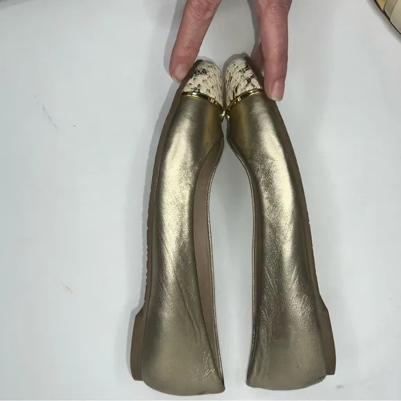 Tory Burch Gold Toe Cap Flats
