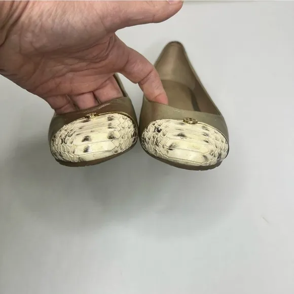 Tory Burch Gold Toe Cap Flats